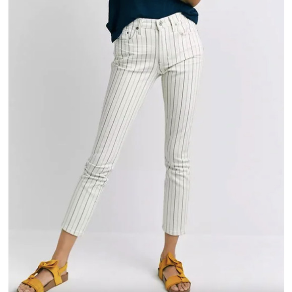 Citizens of Humanity Anthro Rocket Crop Striped High Rise Skinny Jeans - Picture 1 of 8